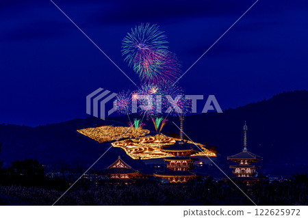 Wakakusayama Burning and Fireworks (Yakushiji Five-Story Pagoda) -2 122625972