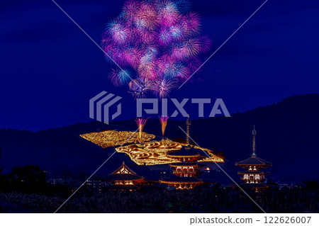 若草山焚燒與煙火(藥師寺五重塔)-25 若草山焚燒與煙火(藥師寺五重塔)-25 122626007