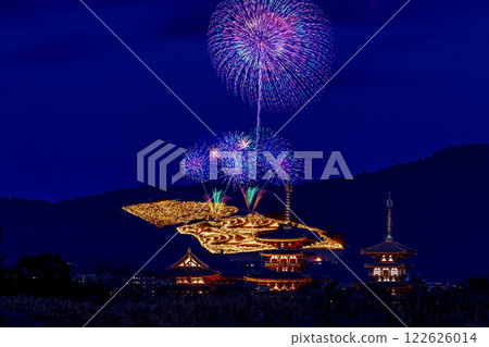 Wakakusayama Burning and Fireworks (Yakushiji Five-Story Pagoda) -18 122626014
