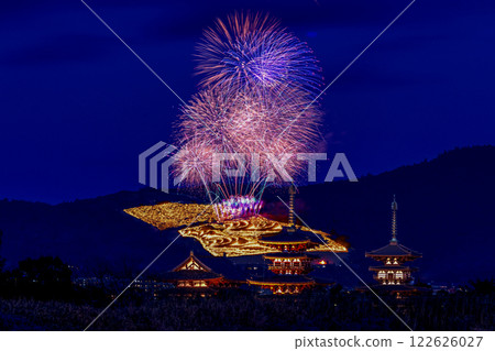 Wakakusayama Burning and Fireworks (Yakushiji Five-Story Pagoda) -16 Wakakusayama Burning and Fireworks (Yakushiji Five-Story Pagoda) -16 122626027