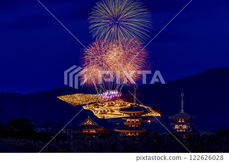 Wakakusayama Burning and Fireworks (Yakushiji Five-Story Pagoda) -15 Wakakusayama Burning and Fireworks (Yakushiji Five-Story Pagoda) -15 122626028