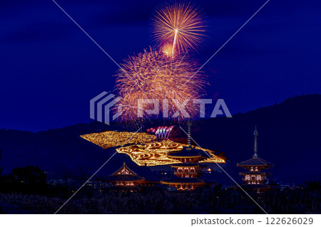 Wakakusayama Burning and Fireworks (Yakushiji Five-Story Pagoda) -13 Wakakusayama Burning and Fireworks (Yakushiji Five-Story Pagoda) -13 122626029