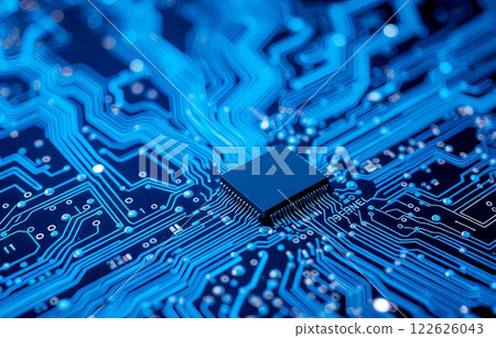 Close up image of a printed circuit board, microchip. 122626043