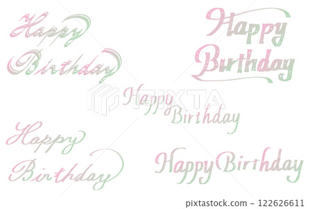 “生日快樂”手寫字體集。書法風格。彩色漸層。 122626611