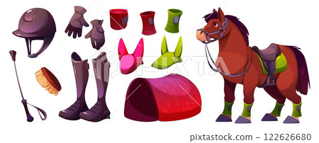 Horse race equipment set isolated 122626680