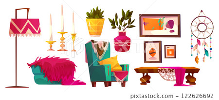 Boho living room decor set 122626692