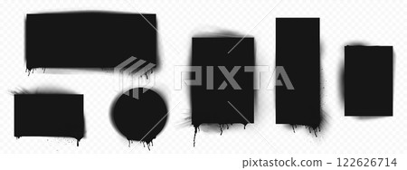 Spray stencil frames with dripping black paint 122626714