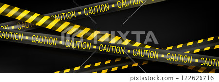 Caution tape with black and yellow stripes 122626716