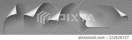 Curled paper corners set on transparent background 122626727