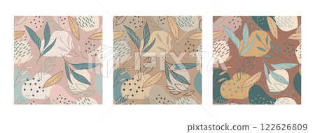 Seamless pattern with plants trendy colors vector Seamless pattern with plants trendy colors vector 122626809