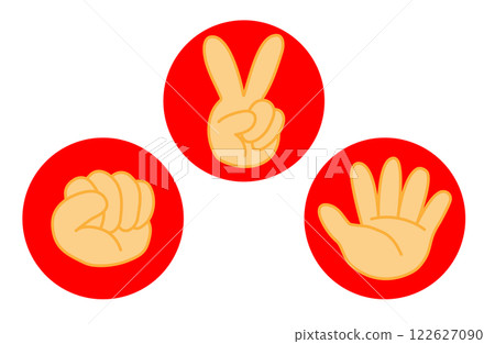 插圖素材，石頭剪刀布，紅色 122627090