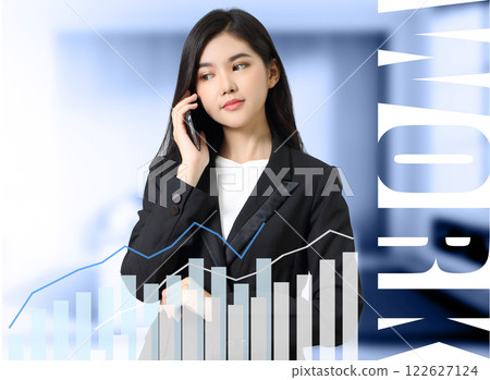 businesswoman working mobile phone for online business  financial invesment and funding businesswoman working mobile phone for online business  financial invesment and funding 122627124