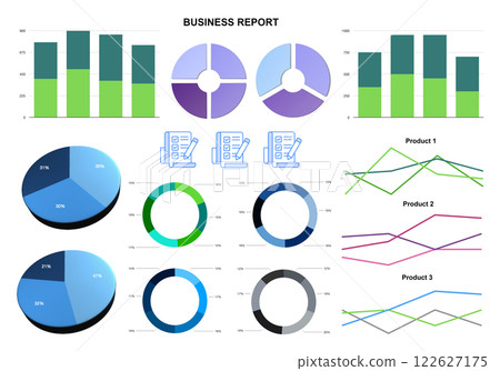 Image of business report with business graph and pie paperwork on white background Image of business report with business graph and pie paperwork on white background 122627175