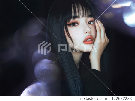 Black background Asian woman portrait (skin care/beauty salon) 122627288
