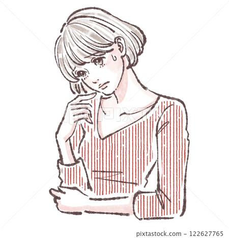 嘆息/沮喪/憂慮/悲傷/不適/女性/女孩插畫素材 嘆息/沮喪/憂慮/悲傷/不適/女性/女孩插畫素材 122627765
