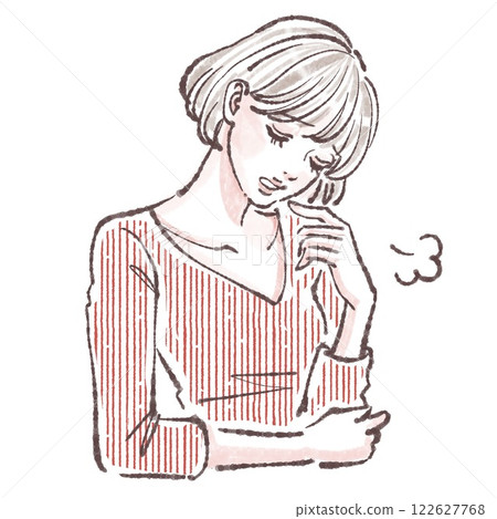 Sighing/depressed/worried/sad/unwell/illustration of woman/girl 122627768