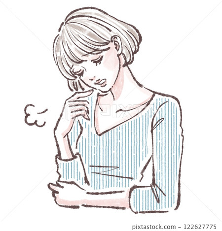 嘆息/沮喪/憂慮/悲傷/不適/女性/女孩插畫素材 嘆息/沮喪/憂慮/悲傷/不適/女性/女孩插畫素材 122627775