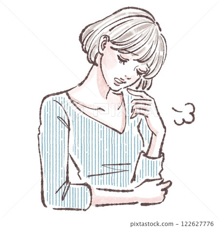 Sighing/depressed/worried/sad/unwell/illustration of woman/girl Sighing/depressed/worried/sad/unwell/illustration of woman/girl 122627776