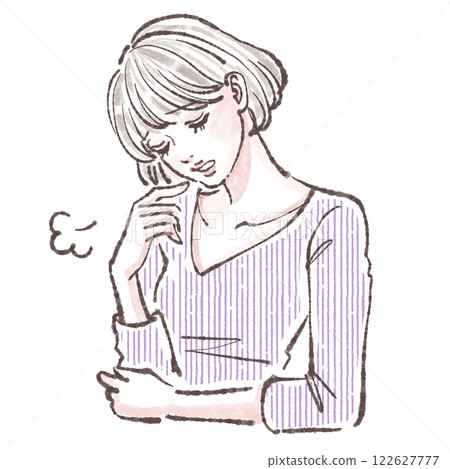 嘆息/沮喪/憂慮/悲傷/不適/女性/女孩插畫素材 嘆息/沮喪/憂慮/悲傷/不適/女性/女孩插畫素材 122627777
