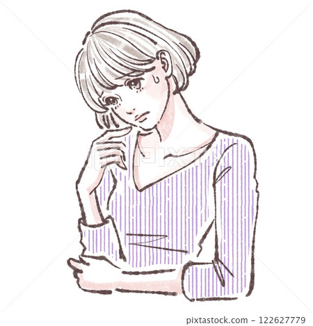 Sighing/depressed/worried/sad/unwell/illustration of woman/girl 122627779