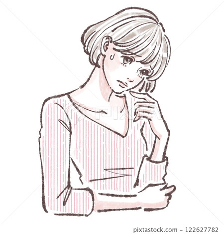 Sighing/depressed/worried/sad/unwell/illustration of woman/girl 122627782