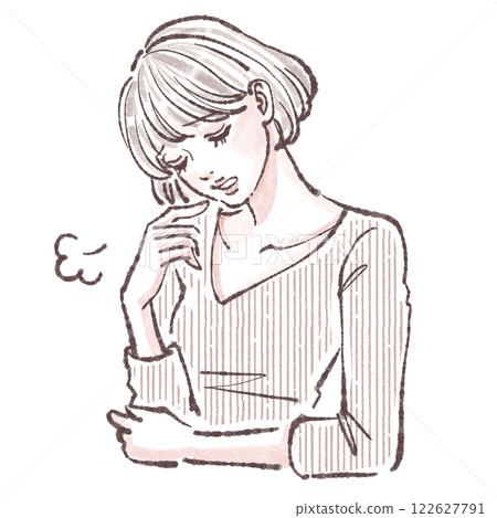 嘆息/沮喪/憂慮/悲傷/不適/女性/女孩插畫素材 嘆息/沮喪/憂慮/悲傷/不適/女性/女孩插畫素材 122627791