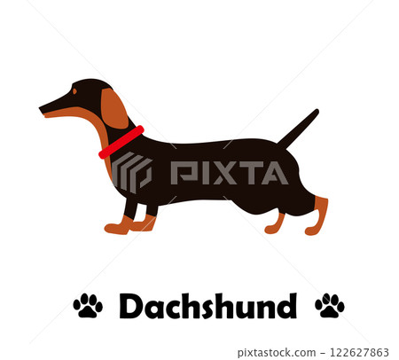 臘腸犬平面設計，簡單圖示一隻側躺的狗 122627863