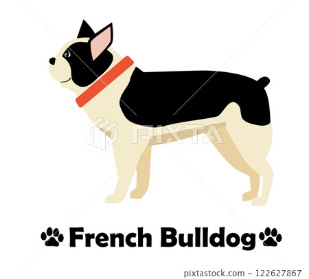 French bulldog flat design, simple illustration of a dog lying sideways 122627867