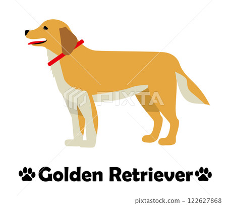 黃金獵犬的平面設計，簡單描繪一隻側躺的狗 122627868