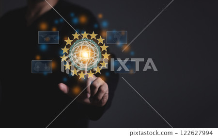 Young man hand using smartphone to Interconnect, Interconnected Concept Young man hand using smartphone to Interconnect, Interconnected Concept 122627994