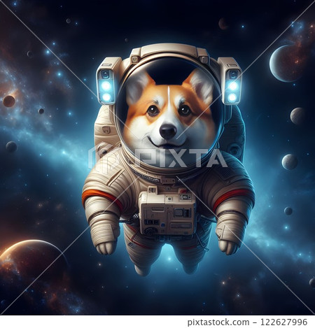 Corgi dog in a space suit 122627996