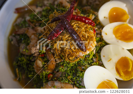 Thai food Neem flower salad With Shrimp. Thai Food. 122628031
