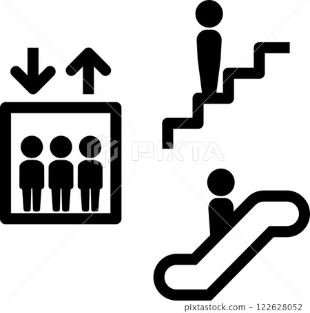 電梯、手扶梯和樓梯象形圖 122628052