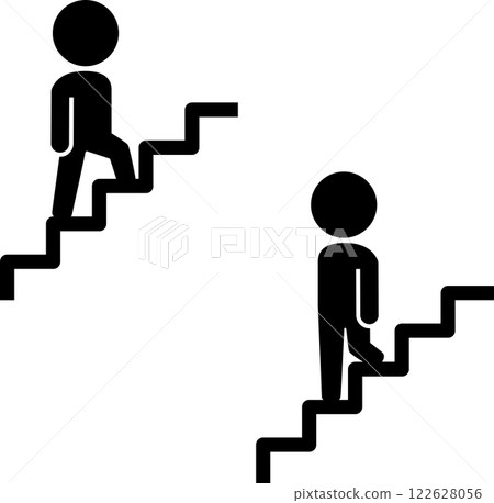 Pictograms of people going up and down the stairs Pictograms of people going up and down the stairs 122628056