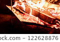 Fire pit and burning flames 122628876
