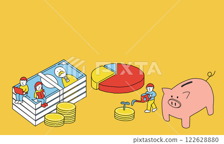 Illustrations of money, finance, investment, etc. 122628880