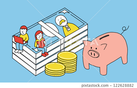 Illustrations of money, finance, investment, etc. 122628882