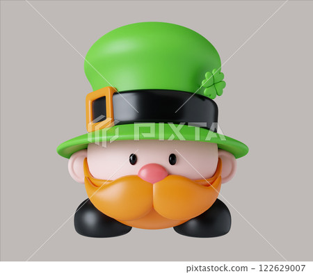 Set of festive 3D leprechaun characters with vibrant hats, 3D render illustration. 122629007