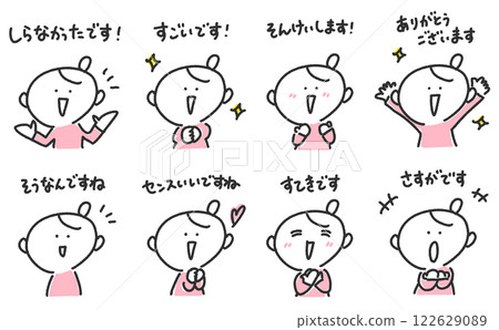 A set of women giving compliments: Amazing, As expected, I respect you 122629089