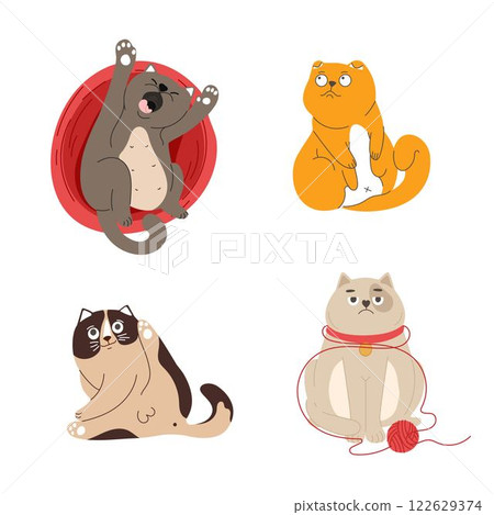4 Funny pets, colorful vector characters 122629374