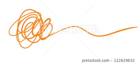 Simple orange line yarn-like illustration 122629632