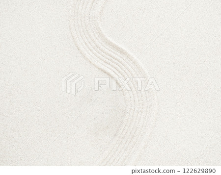 Zen Garden Sand White Background Japanese Balance Meditation Relax Buddhism Spirituality, Pattern Line Wave Mandala Mockup Spa Vacation Yoga Lifestyle Natural Summer, Texture Desert Coast Sea. Zen Garden Sand White Background Japanese Balance Meditation Relax Buddhism Spirituality, Pattern Line Wave Mandala Mockup Spa Vacation Yoga Lifestyle Natural Summer, Texture Desert Coast Sea. 122629890