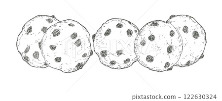 Chocolate chip cookie line Chocolate chip cookie line 122630324