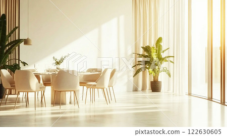 Natural dining room decor 122630605