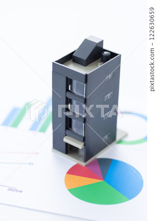 Business graph and corporate building Business graph and corporate building 122630659