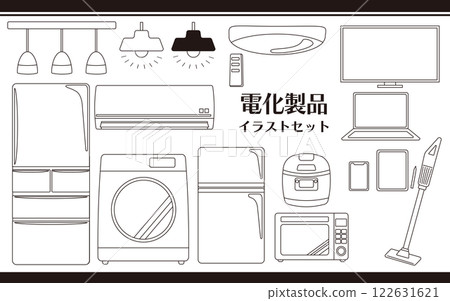 Home appliance illustration set 02 Line drawing 122631621
