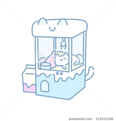 Cat crane game illustration, light blue Cat crane game illustration, light blue 122632266