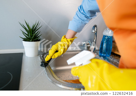 Minimum effort, maximum result. Cleaning products help easily tackle kitchen messes and stains. Minimum effort, maximum result. Cleaning products help easily tackle kitchen messes and stains. 122632416