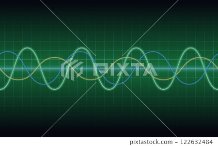 Seamless green wave pattern background illustration 122632484