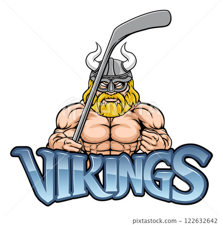 Viking Man Ice Hockey Sports Team Mascot Viking Man Ice Hockey Sports Team Mascot 122632642